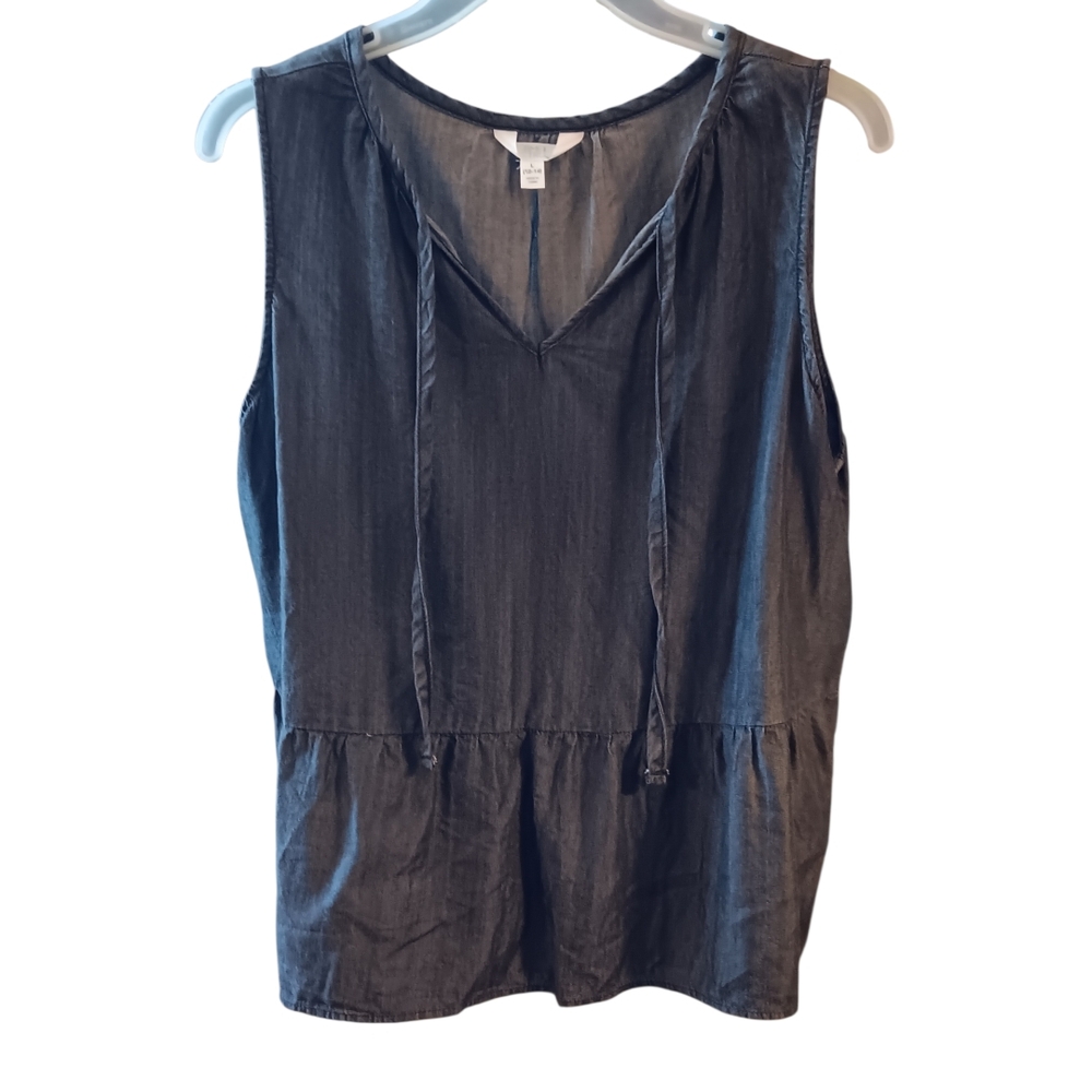 Time and Tru Charcoal Sleeveless Blouse - Picture 2 of 4